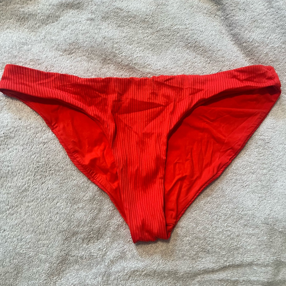 Tinibikini Red Ribbed Bikini Bottoms